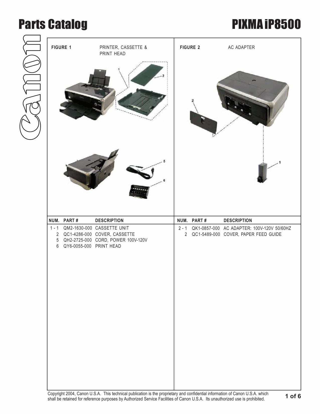 Canon PIXMA iP8500 Parts Catalog-2